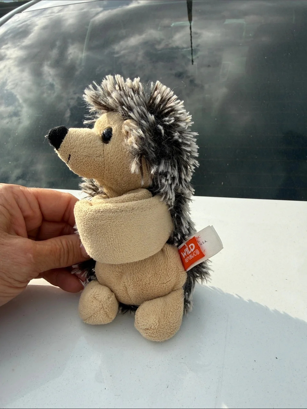 Plush Hedgehog Small Pet Toy - Beige with Brown Spines
